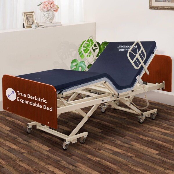 Medacure Expandable Bariatric Hospital Bed, Fully Electric with ProEx 48 Mattress Amber Cherry MC-LXBARICH1KA - main